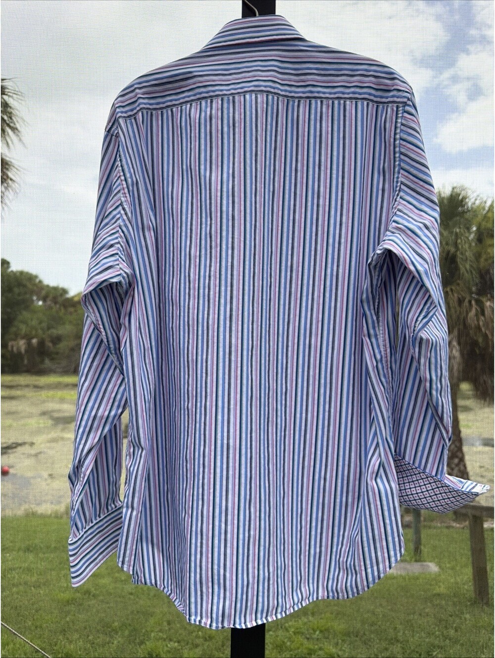 TAILORBYRD DESIGNER BUTTON UP DRESS SHIRT Mens XL Striped Colorful Flip Cuffs - Picture 5 of 9